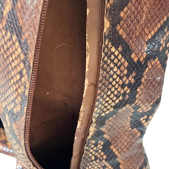 Aldo Snakeskin Print Knee High Boots Womens 9 Brown Faux Leather Boho Edgy Zip - Picture 16 of 16